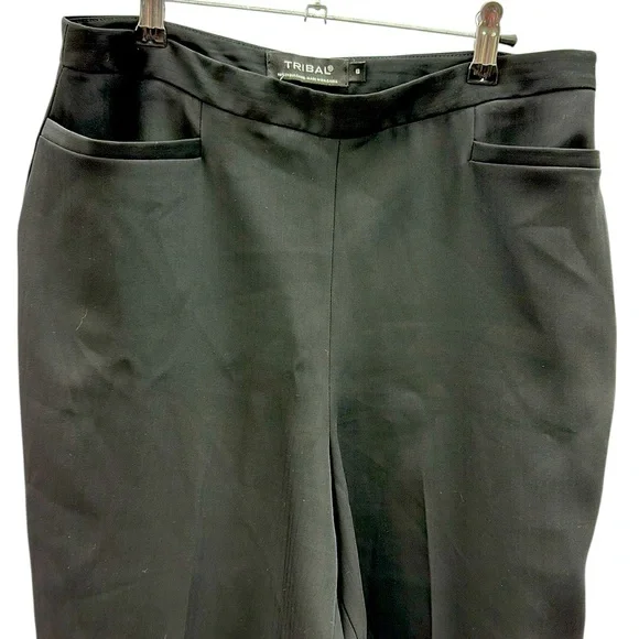 Tribal Black On Black Striped 2 Pocket Side Zip Wide Straight Leg Curvy Womens 8 - Picture 11 of 15